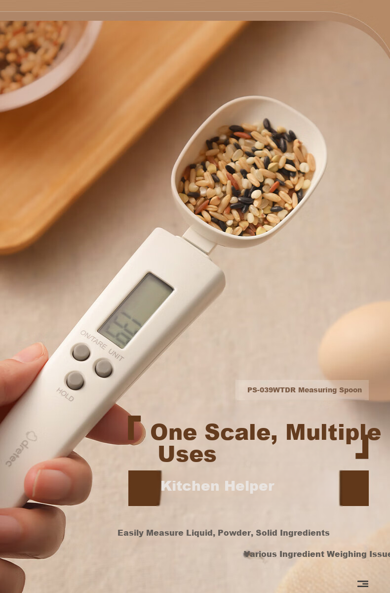Dretec Kitchen Scale, Electronic Measuring Spoon for Home Use, Pet Food Weighing Tool, Baking Large Spoon Head, Small Qixi Gift 2