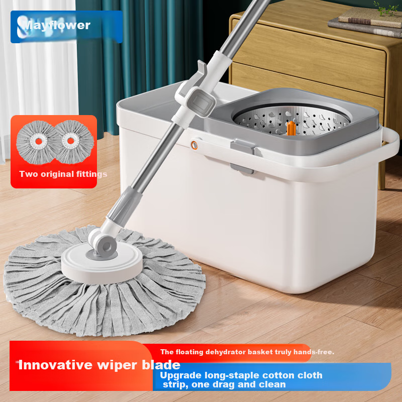 Wuyuehua Rotating Mop Handle, 130CM Long, with 2 Attachments, Labor-Saving Pole, Floating Design for Home Use, All-In Lazy Person's Floor Cleaning Tool