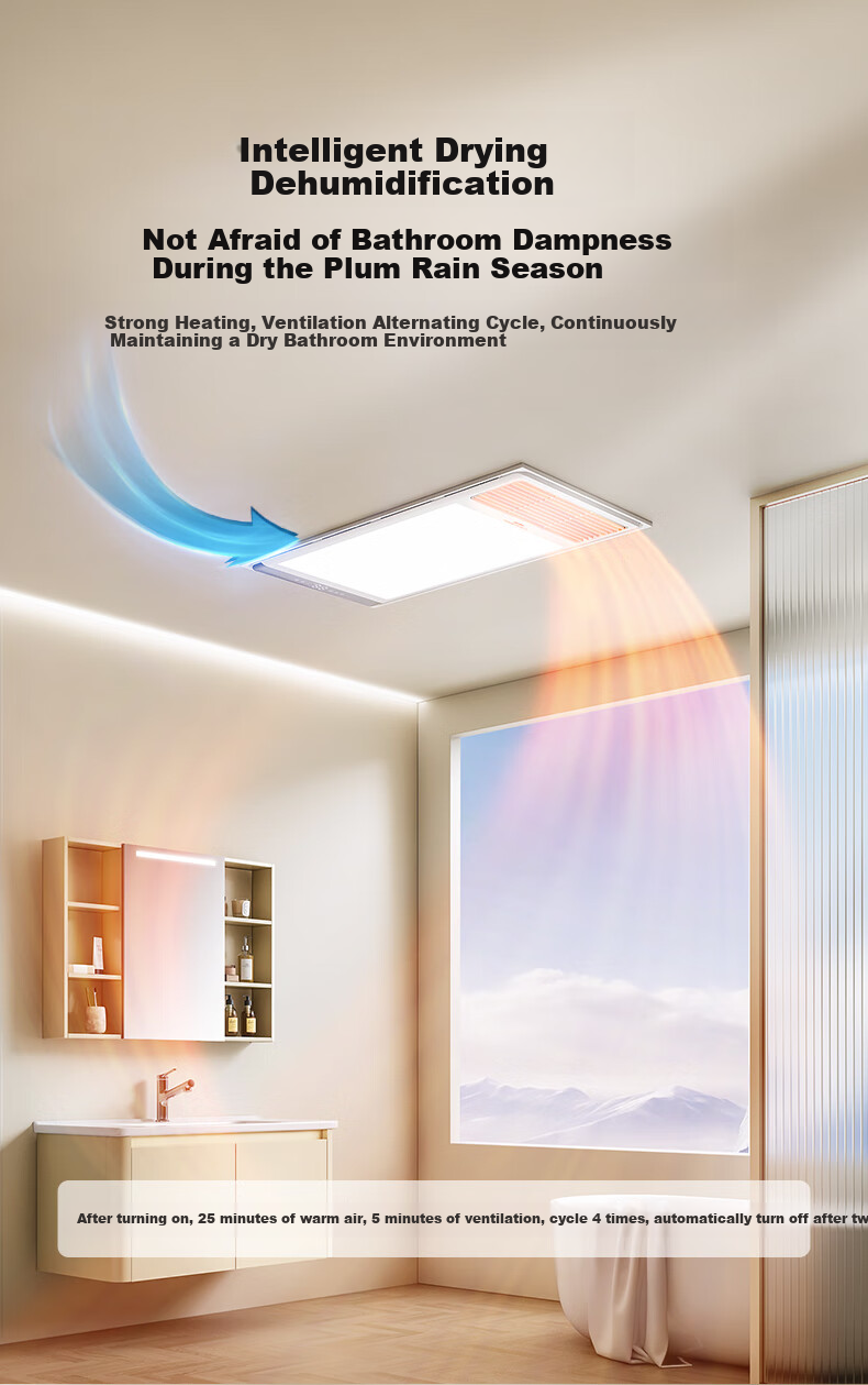 HEGII Smart Bathroom Heater, HLY Series Integrated Ceiling Light And Exhaust Fan, Heating And Ventilation Dual-Core HLY102 6