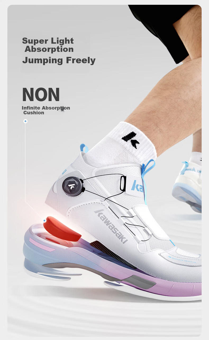 Kawasaki Badminton Shoes, Wear-Resistant Button Laces, Men's And Women's Sports Training Shoes, Chuanyue 2.0, Blue-Green, Size 44 6