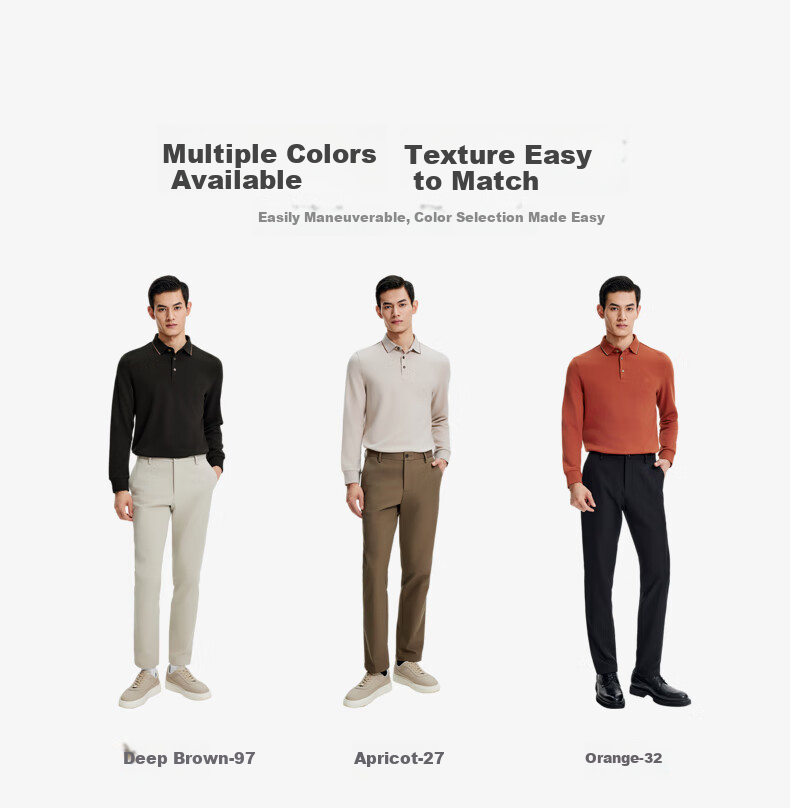 Goldlion [Contains Wool] Autumn And Winter Men's Simple Texture Business Casual Polo Shirt, Dark Brown-97, XX 3
