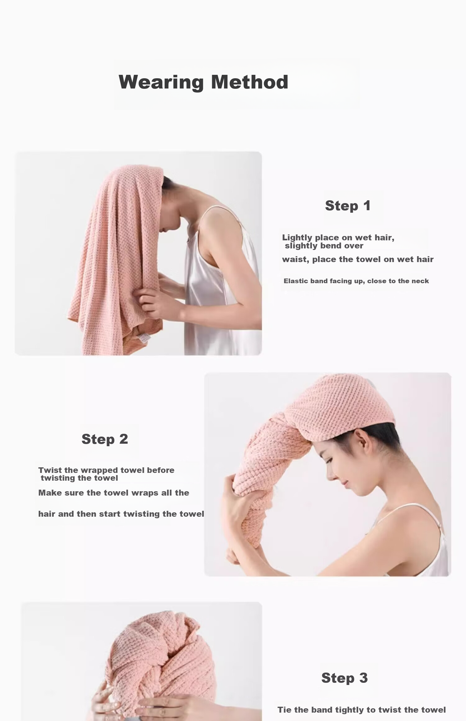 Sanli Hair Drying Cap for Women, Adult Strong Absorbent Quick-Dry Extended Thick One-Piece Hair Towel 10