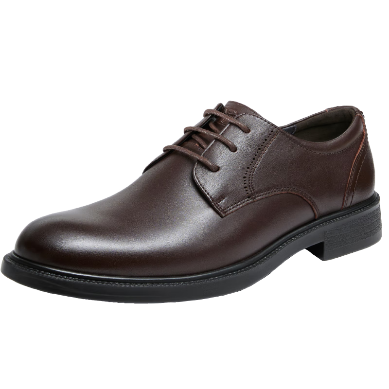 CAMEL Leather Lace-Up Heightening Derby Casual Business Formal Dress Shoes for Men, GE12226983, Brown, Size 40