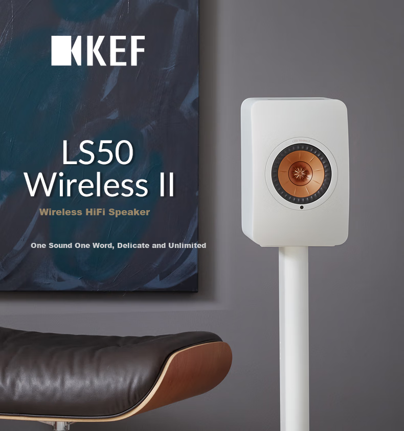 KEF LS50 Wireless II, Wireless HiFi Speaker, Home Living Room Desktop, 2.0 Stereo Active Audiophile-Grade TV Speakers, Hiplay Gift, Black 2