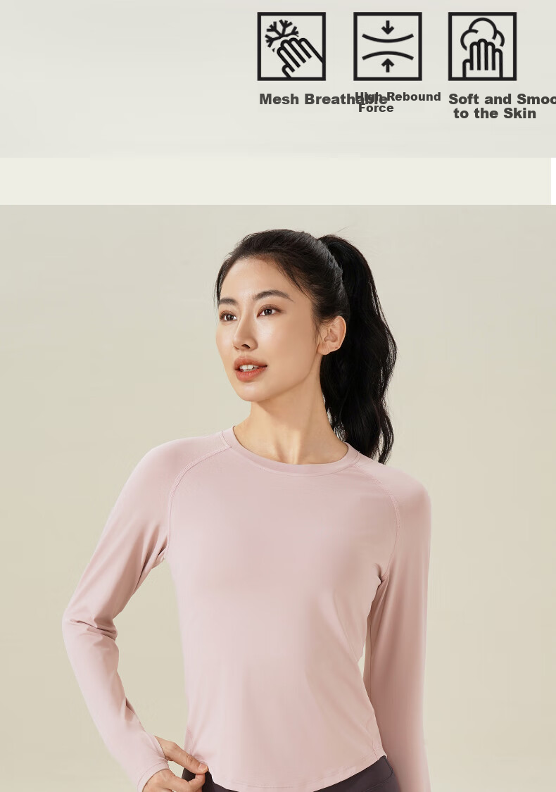 Ziyouxi Yoga Top for Women, Spring And Autumn New Style, Slimming Quick-Dry Sports Long-Sleeve T-Shirt, Pilates Running Fitness Training Wear 1