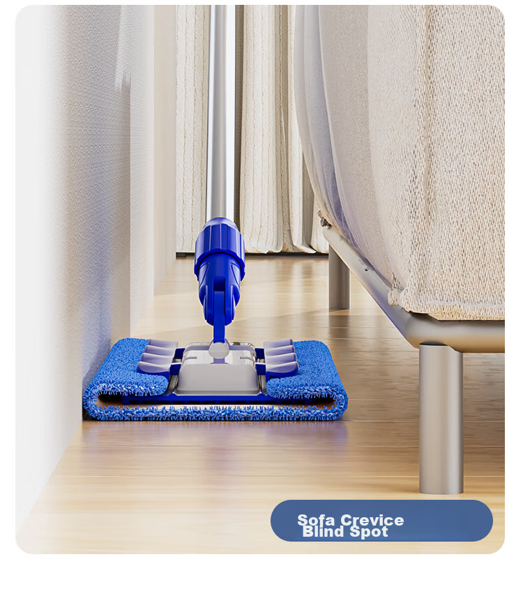 MR.SIGA Flat Mop, 42CM with 2 Cloths, 135CM Stainless Steel Handle, No-Hand Thickened Absorbent Mop Cloth 10