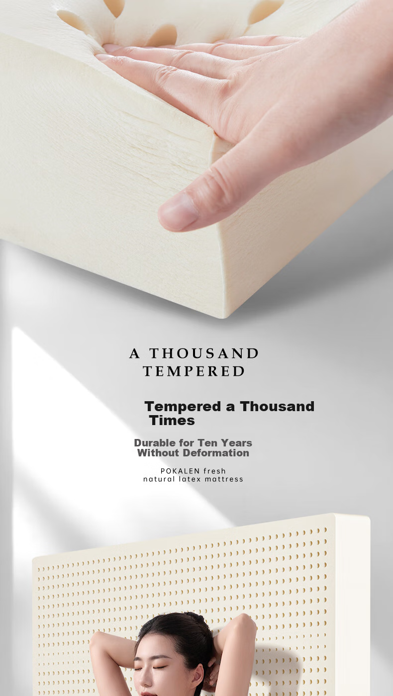 POKALEN Thai Natural Latex Mattress, Made in Thailand, Original Import, 95% Pure Natural High Content 12