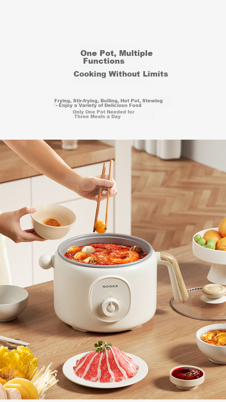 Xiaozhi 2L Electric Cooking Pot, Low-Sugar Rice Cooker, Electric Hot Pot, Small Electric Pot, Dormitory Steamer, Instant Noodle And Hot Pot, Smart Computer-Controlled Multifunctional Pot DZG08DT [New Year's Gift] 4