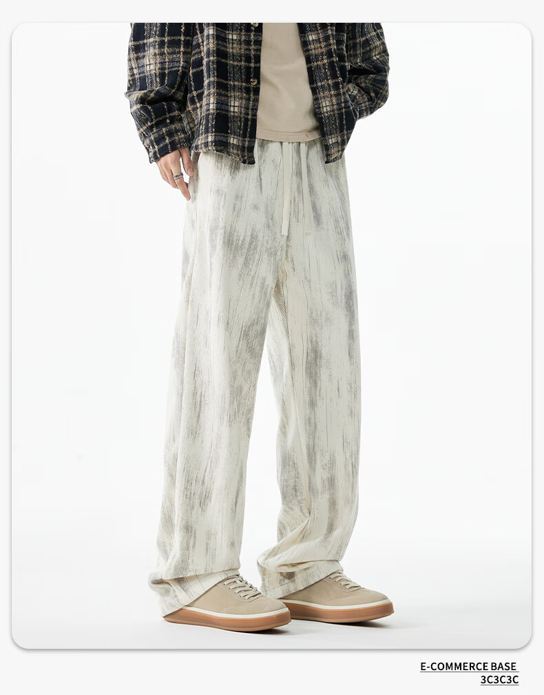 SWAMP AREA Casual Pants for Men And Women, Trendy Straight-Leg Loose-Fit American-Style Sweatpants K019 Beige 2XL 6