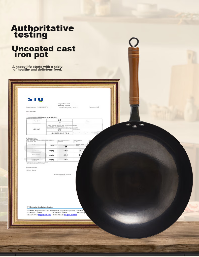 Jitiechui Iron Wok Pan, Non-Stick Cooking Pan, Hand-Forged, No Coating, Traditional Cast Iron Pan for Gas Stove, 32cm 17