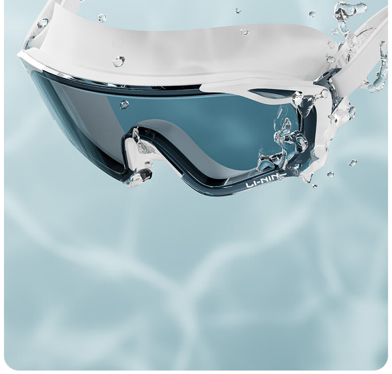 Li-Ning Swimming Goggles, High-Definition Anti-Fog Waterproof Large Frame Coated Swimming Goggles, Unisex Fashion Diving Mask for Adults, Model 2068 White 1