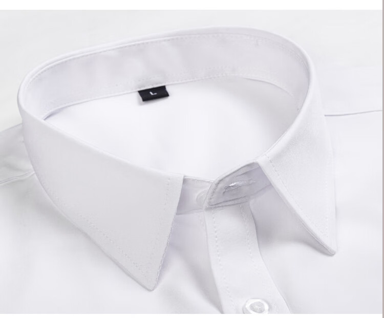 ROMON Mulberry Silk Long-Sleeve Wrinkle-Free Professional Men's Clothing, Slim-Fit Business Shirt Jacket, Men's White Shirt, White, Size L 6