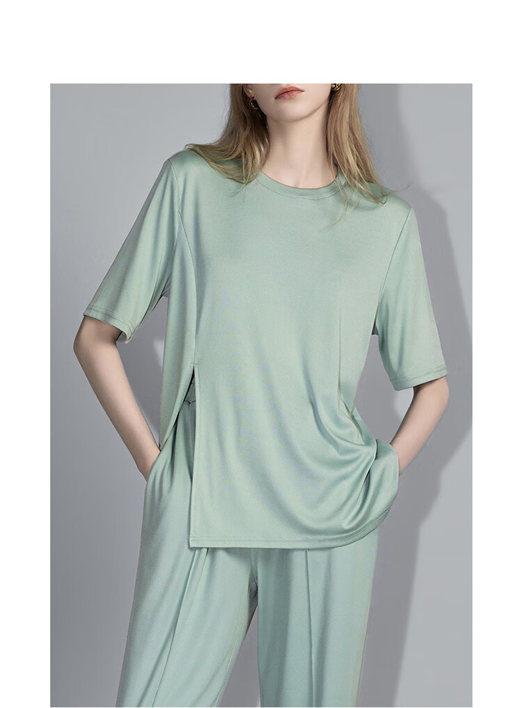 Demana Lazy Wear Set Spring Summer Round Neck T-Shirt and Casual Pants Two-Piece Set for Women Fashion 6