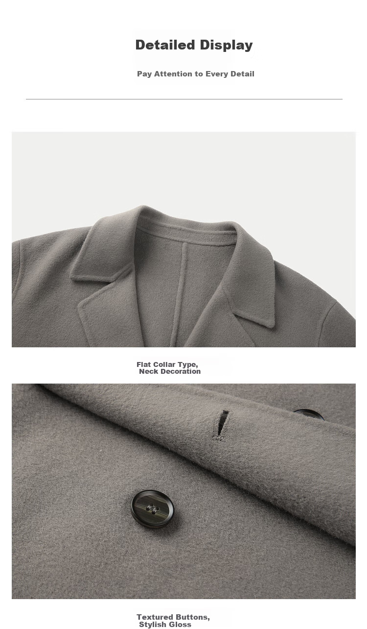 HLA Men's Lightweight Business Classic Notch Lapel Pure Wool Coat for Winter, HWDAW4W003A 15