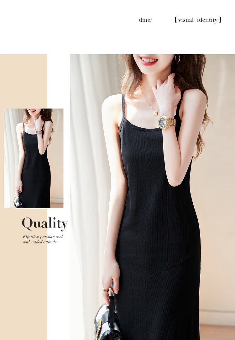 Dme Off-Shoulder U-Neck Summer Sleeveless A-Line Slightly Stretchy Vacation Style Spaghetti Strap Mid-Length Dress for Women 21