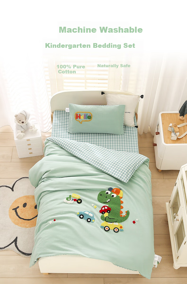 JaCe Kindergarten Bedding Set, All-Cotton Three-Piece Set, Baby Seven-Piece Set, Washable Student Multi-Piece Set, Luobo Xiaotu 1