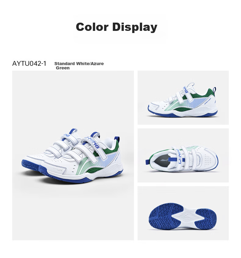 Li-Ning Children's Badminton Shoes, Youth Thunder Junior Badminton Pioneer, Wear-Resistant Non-Slip Easy-To Velcro Sneakers 12