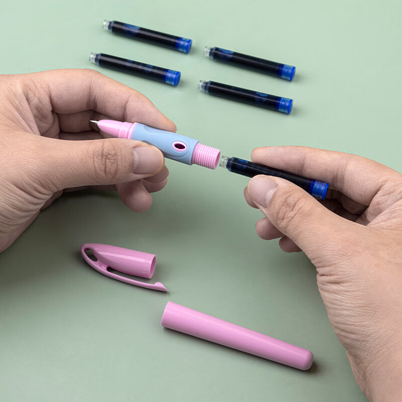HERO Fountain Pen P200 Ergonomic Fountain Pen with Replaceable Ink Cartridges for Third Grade Elementary School Students (20 Free Ink Cartridges Included), Pink *3