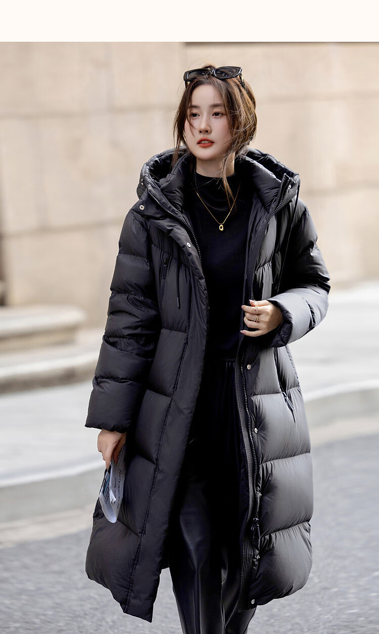 Dme [Qing Nuan Yun Duo Series] Winter Outdoor Hooded 90% Duck Down Thickened Over-Knee Long down Warm Coat 11