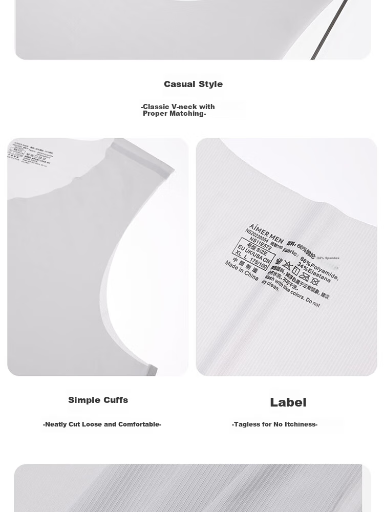 Aimer Men [2-Pack] Men's Tank Top, Summer Ice Silk Antibacterial Cool-Feeling Quick-Dry Seamless Undershirt 170 8