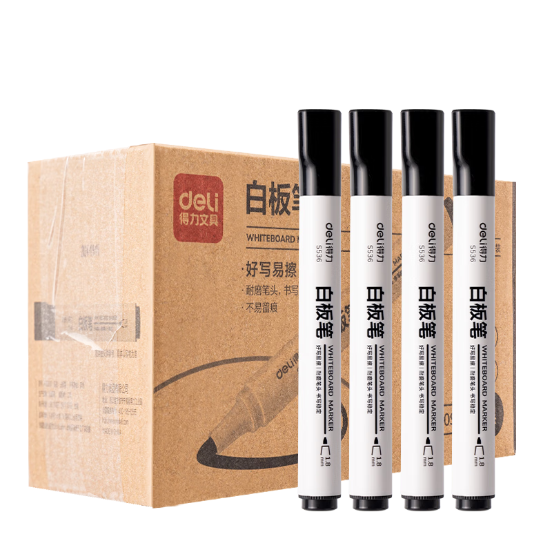 Deli 30-Pack Large Erasable Whiteboard Markers for Office, Teaching, And Meetings. Easy-To Black Board Markers for Teachers' Training And Writing, P0S537