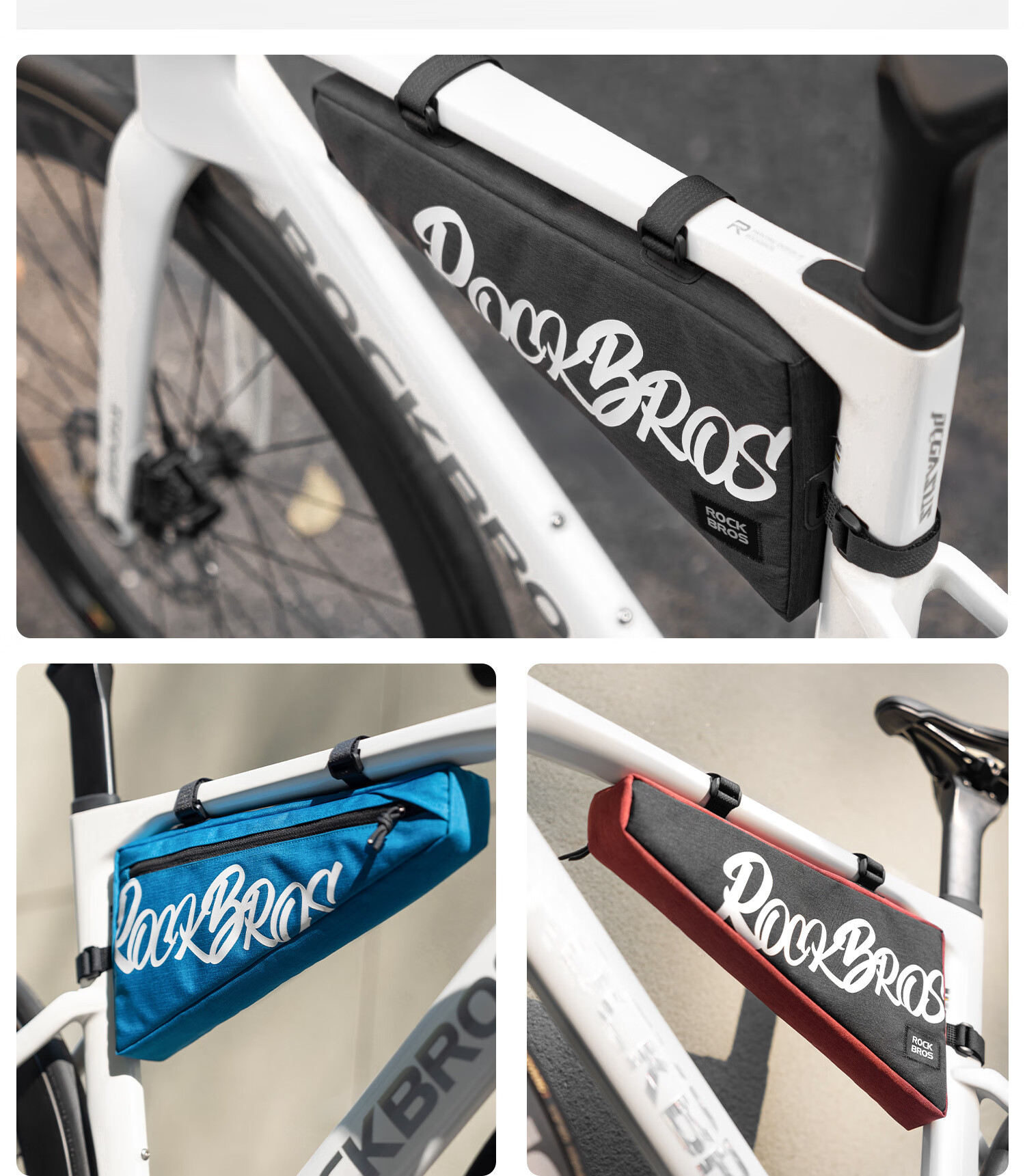 ROCKBROS Bicycle Frame Top Tube Front Beam Triangle Bag Mountain Road Bike Tool Saddle Bag Cycling Gear Brick Red 5