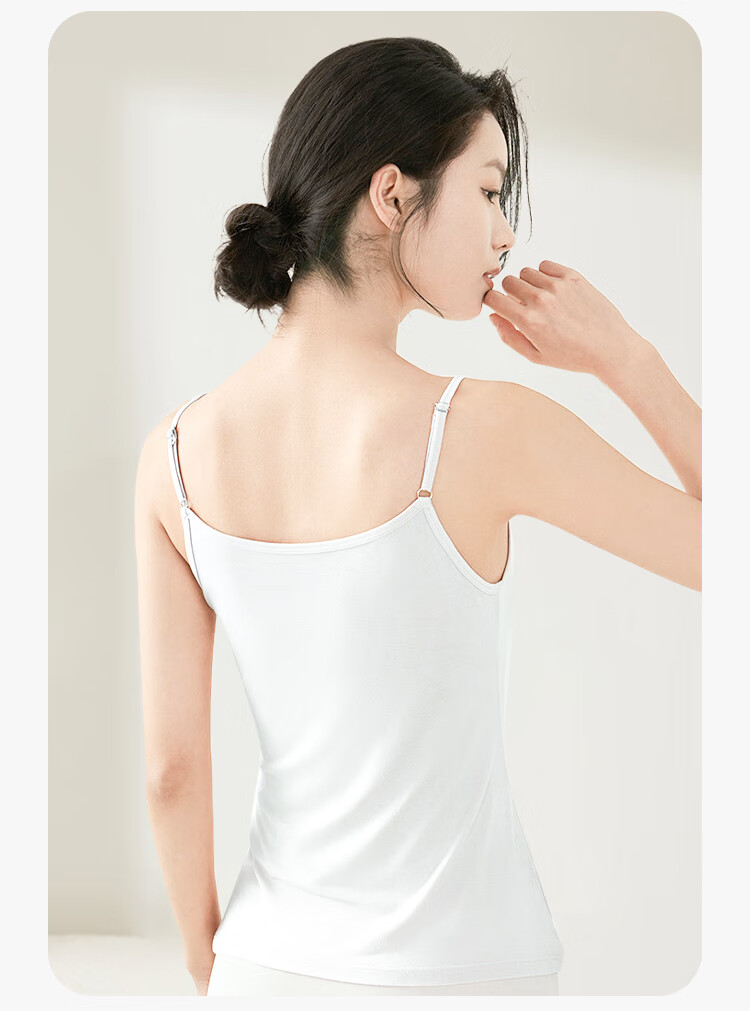 MiiOW Pure Cotton Camisole Tank Top for Women, Inner Wear Or Outer Wear, Sleeveless Vest, Beautiful Back Undershirt, White, L 4