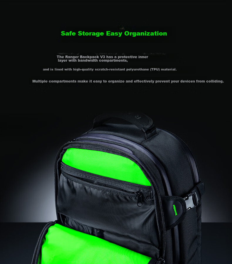 Razer Warrior Backpack V3 Colorful Edition, 16-Inch, Backpack, Waterproof And Wear-Resistant, Laptop Bag, Business Commute Travel, Large Capacity Student Schoolbag 2