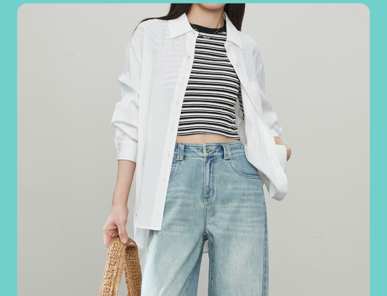 ESE-Y Straight-Leg Jeans for Women, New Spring 2025 Wide-Leg Trousers, Vintage Blue, Size 25 23