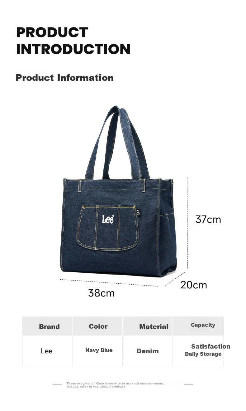 Lee High-Quality Tote Bag, New Versatile Commuter Large-Capacity Handbag for Women, Simple And Fashionable Shoulder Bag, Navy Blue 2