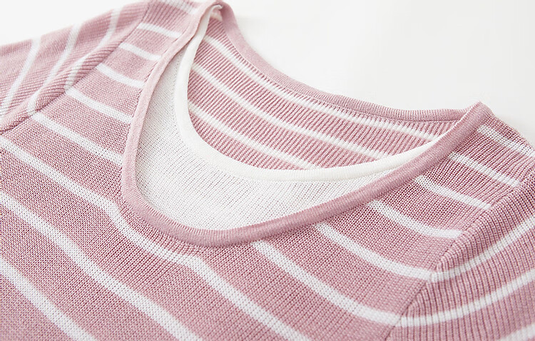 Dme [Xianxiao Philosophy] Spring And Autumn High-Wise Sensation Faux Two-Piece Striped Sweater, Elastic Comfortable Concealing Knit Top for Wome 5