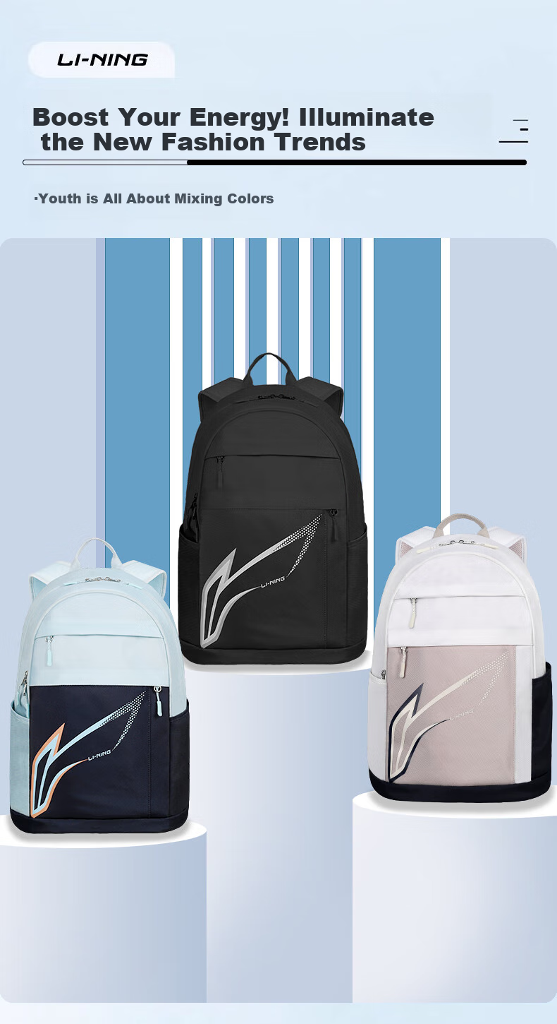 Li-Ning Backpack for Men with Large Capacity, New Style Schoolbag for Middle School, High School And College Students, Outdoor Commute Sports Backpack for Wome 1