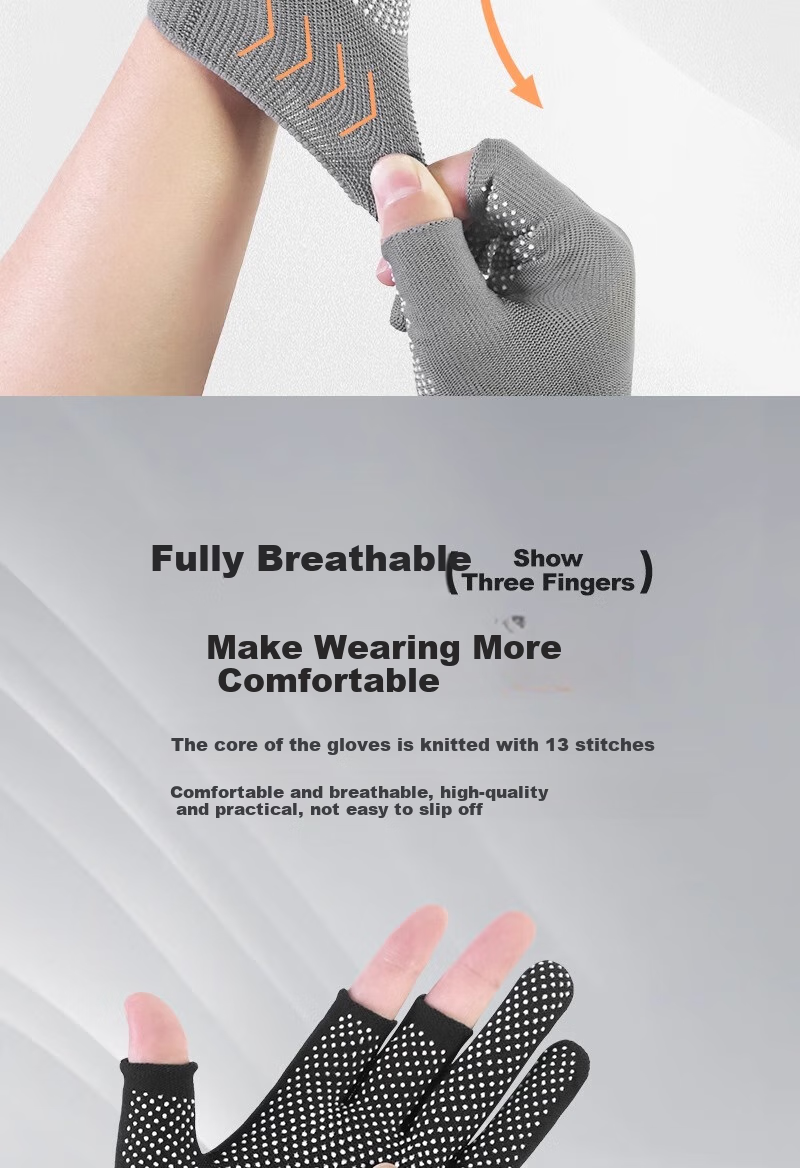 Minggu Dotted Gloves, Three-Finger Work Gloves, 10 Pairs, Nylon PVC Dotted Non-Slip Wear-Resistant, Black, One Size Fits All, CW352442 10