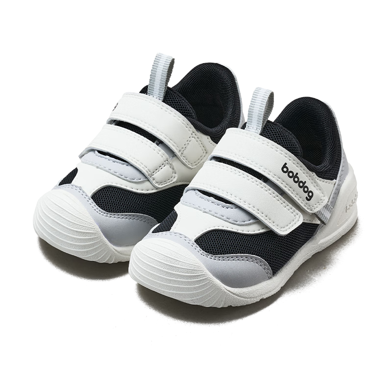 BOBDOG Children's Shoes for Boys And Girls, Toddler Walking Shoes, Spring And Autumn Non-Slip Soft-Soled Functional Shoes for Kids, Infant And Toddler Footwear, Academy Black, Size 20