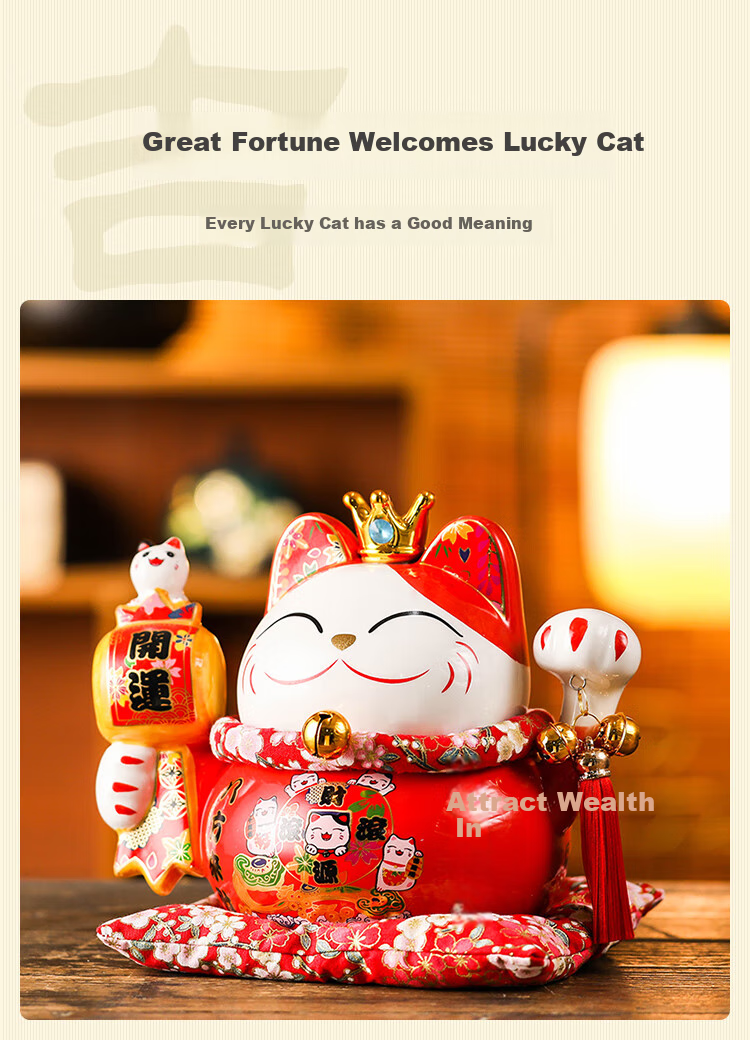 JD Original Fortune Cat Storage Jar Ornament, Lucky Cat for Business Opening, Housewarming Gift, Office Desk And Cashier Counter Decoratio 4