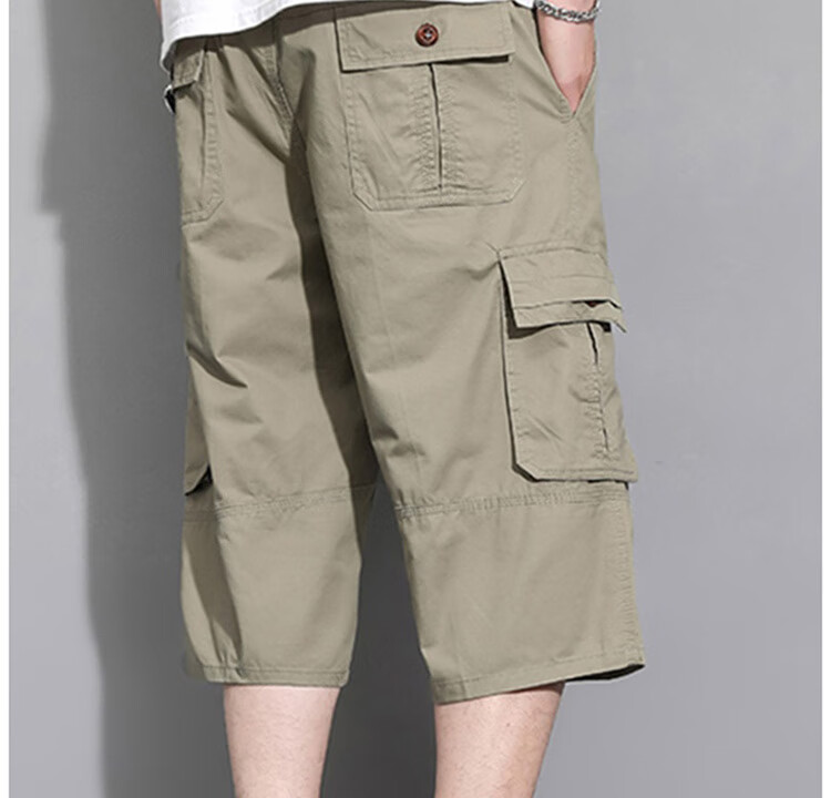 JEEP SPIRIT Men's Shorts, Summer American-Style Three-Quarter Pants, Outdoor Casual Cargo Pants, Army Green, XL 4