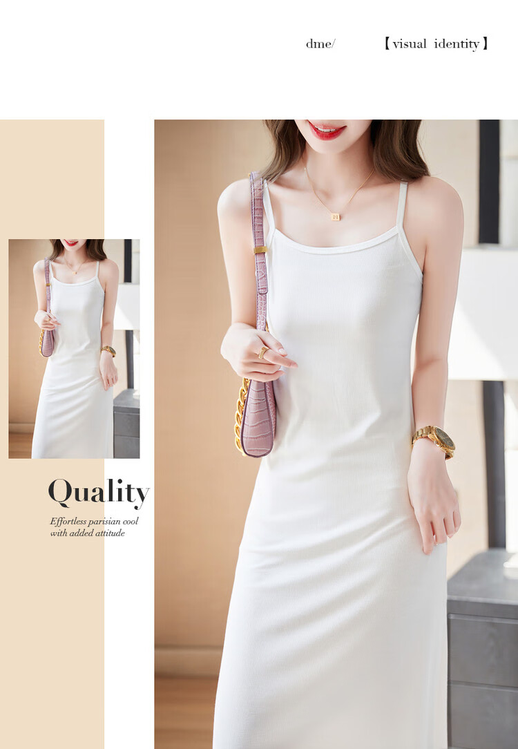 Dme Off-Shoulder U-Neck Summer Sleeveless A-Line Slightly Stretchy Vacation Style Spaghetti Strap Mid-Length Dress for Women 13