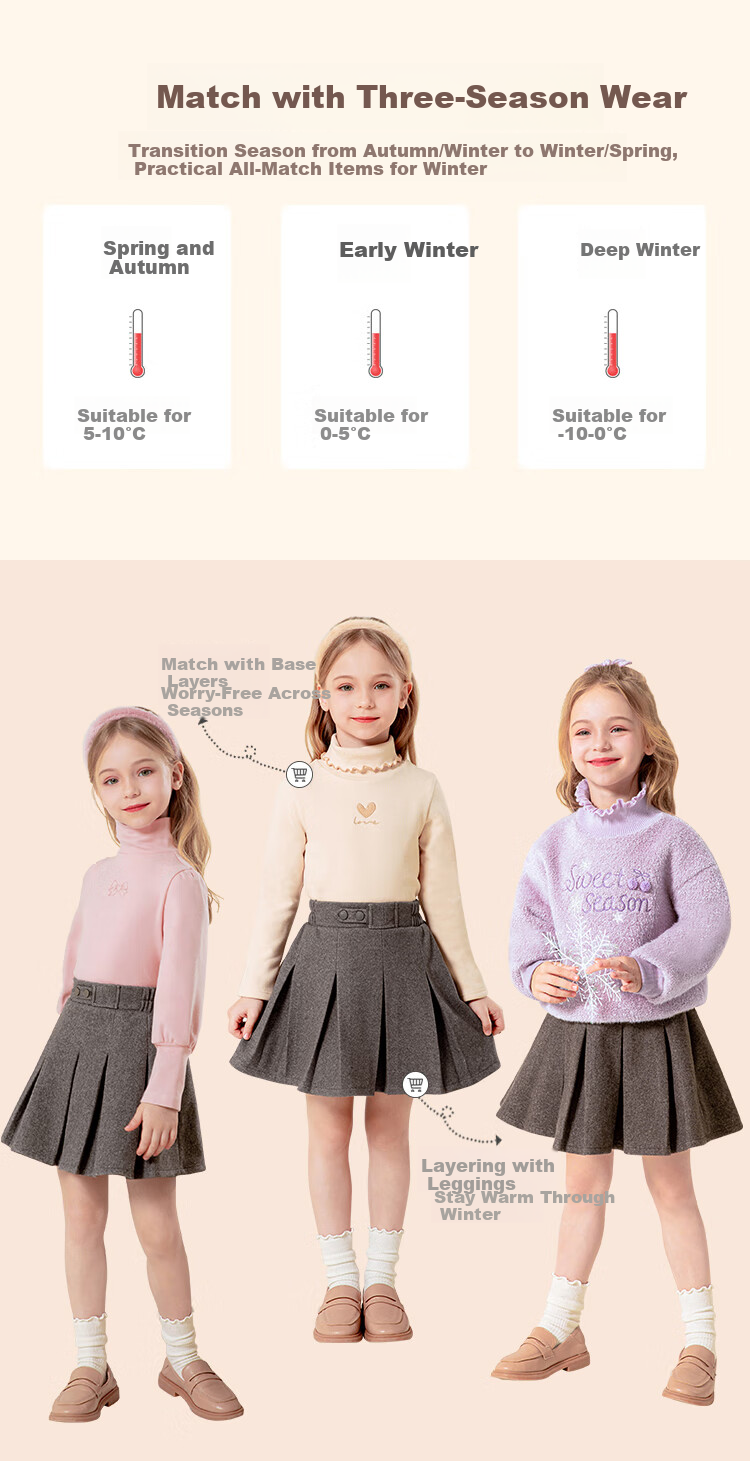 LUOBOBEIBEI Girls' Pleated Skirt, 2024 Autumn And Winter Korean Style Children's Preppy Style Girls' Woolen Midi Skirt, Floral Black, Size 110 4