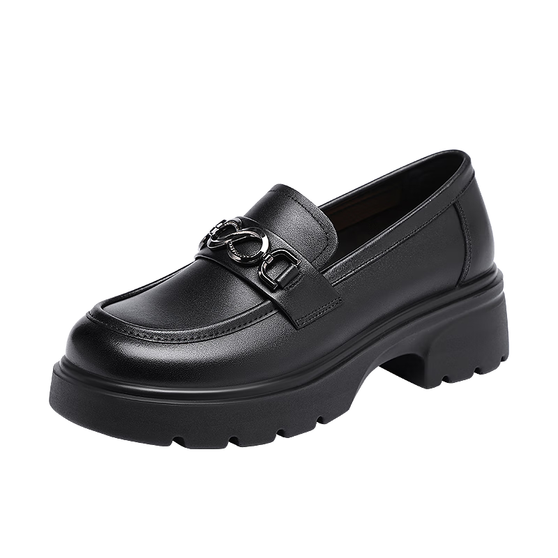 Hongqingting Women's Single Shoes, JK Leather Shoes, Japanese-Style Lolita Thick-Soled Heightening Loafers, WTB152711, Black, Size 37