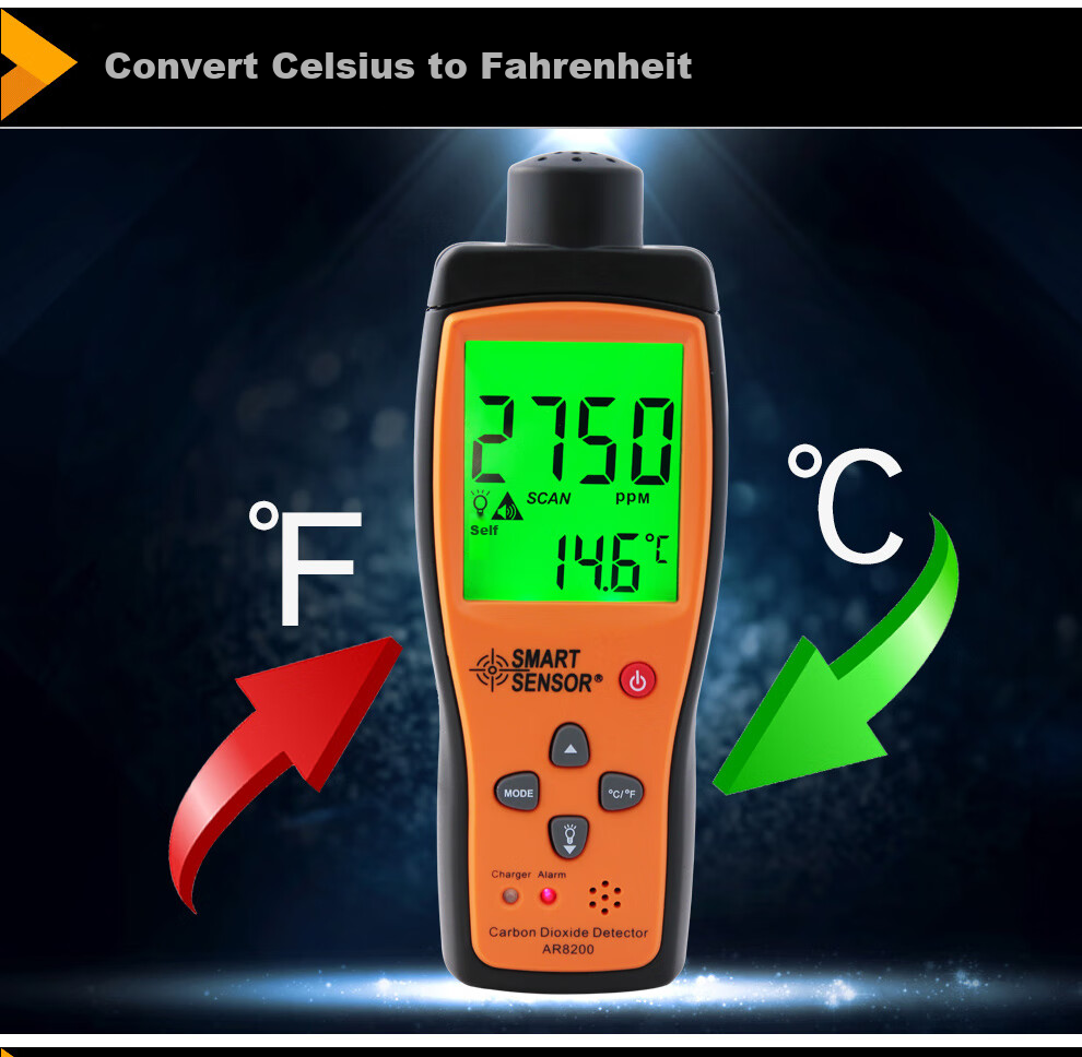 Xima AR8200 Carbon Dioxide Detector, CO2 Alarm, Handheld Gas Detector, Sound And Light Alarm 4