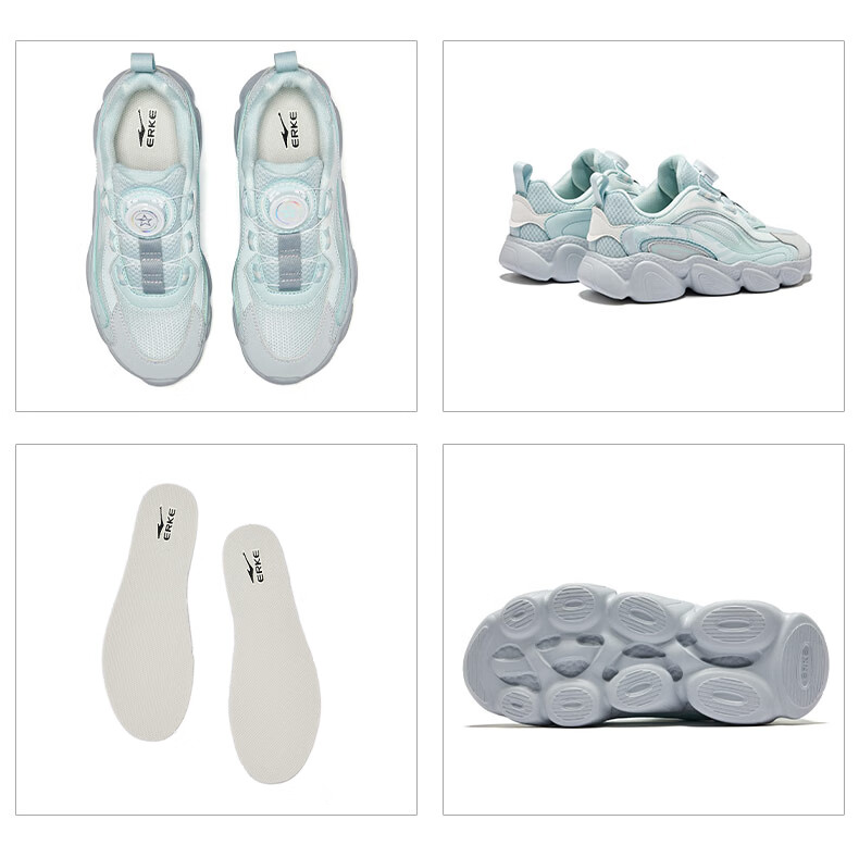ERKE Children's Shoes, Boys And Girls Sneakers, Kids Spring Loafers, Retro Dad Shoes, Warm Linen/micro-Crystal White, Size 37 31