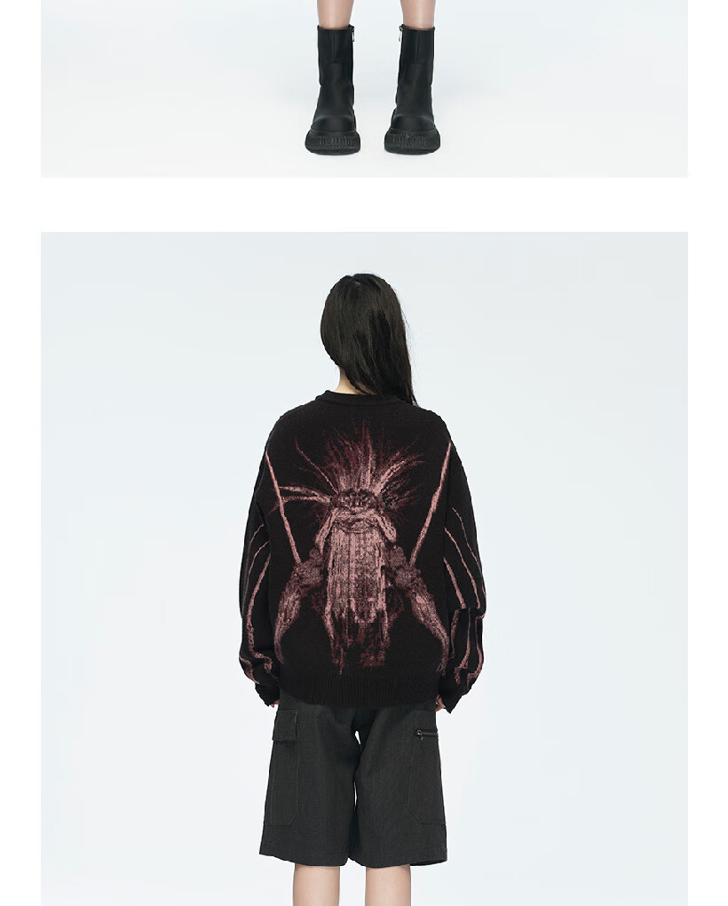 Black Myth Yaksha King Sweater Red L Size Black Myth Wukong Official Merchandise Unisex Jacquard Drop Shoulder Loose Fit Crew Neck Pullover Knitwear 9