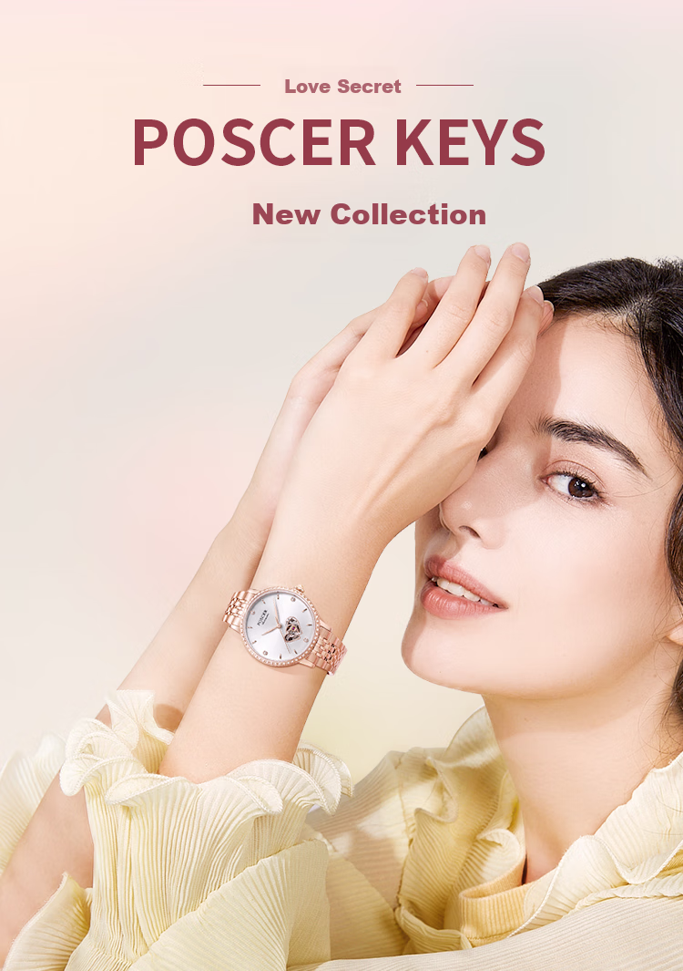 POS CER (POSCER) Women's Watch, Birthday Gift for Girlfriend, Heart-Shaped Skeleton Mechanical Watch, Top Ten Brand Watch, 51021 1