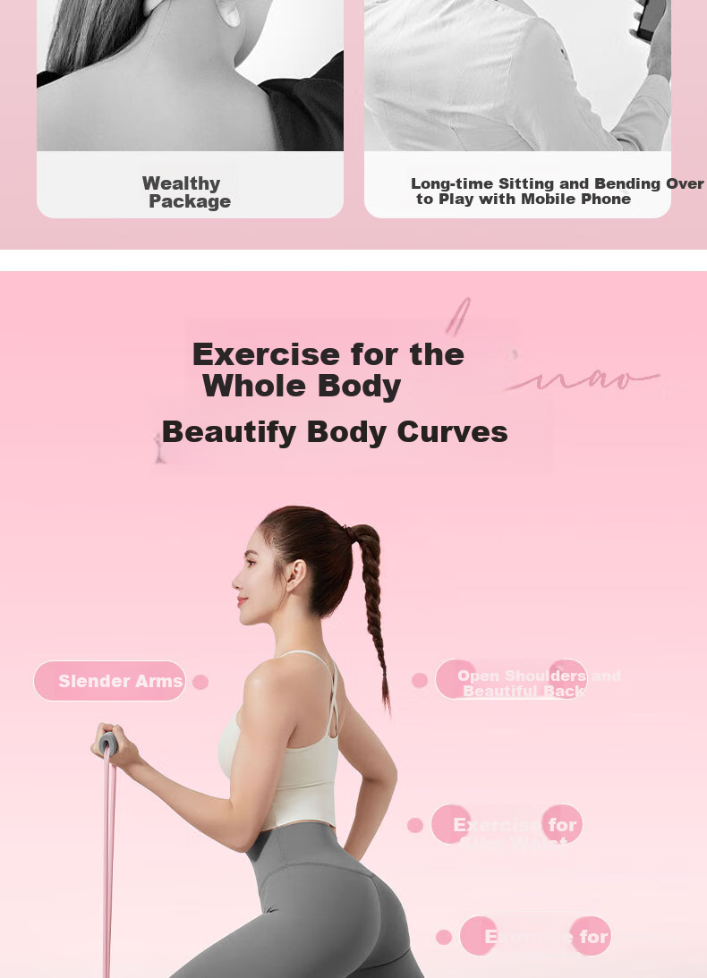 XUEXIMAN 8-Character Pull-Up Bar for Women, Back Opener, Elastic Band, Resistance Rope, Home Fitness Back Trainer, Weight Loss Stretching Device 3
