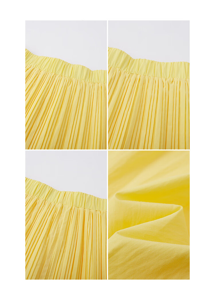 Dme [Lingdong Muxi] Spring French Cloud-Feel Cotton Elastic Waist Pleated A-Line Breathable Midi Skirt for Wome 6