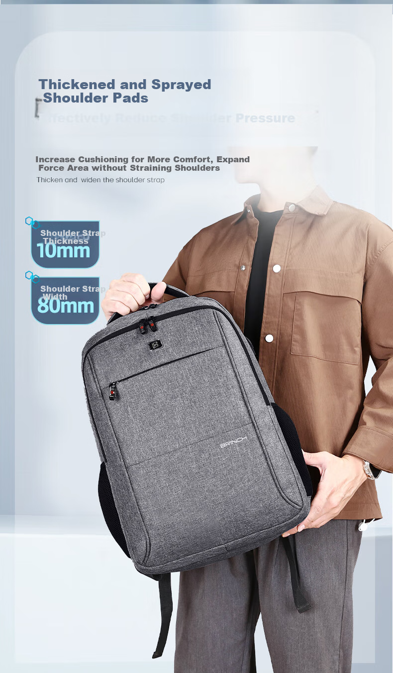 BRINCH Laptop Backpack, 17/18 Inch, Shockproof And Water-Resistant, for Business Trips, Travel, Commuting, Large Capacity 10