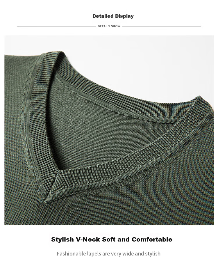 Hengyuanxiang 100% Fine-Spun Wool Sweater for Men, Machine Washable, Autumn And Winter Pullover Thin Sweater, Men's V-Neck Knit Sweater, Business Casual Solid Color Pure Wool Clothing, 20007003, Bright Red, Size 165 19
