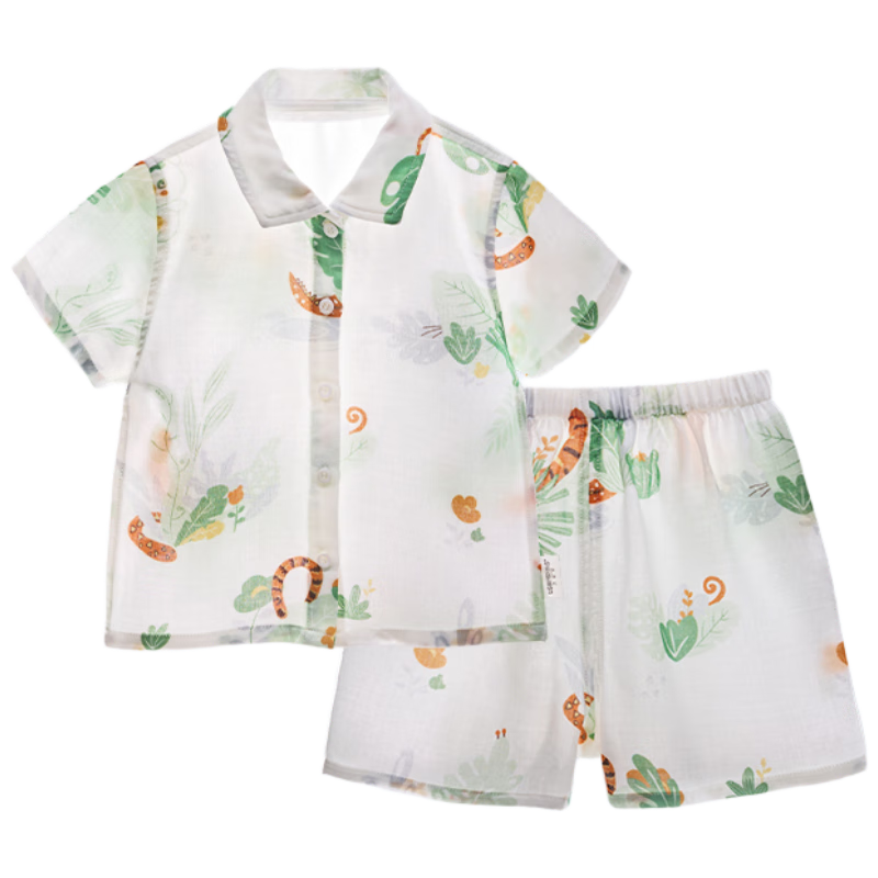 Beitaisi Children's Pajamas, Breathable New Home Wear Set, Thin Cool-Feeling Baby Summer Short-Sleeve Clothes