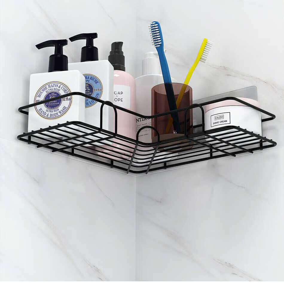 Yagao Bathroom Storage Rack, No Drilling Required Triangular Corner Shelf, Wall-Mounted Storage Basket for Bathroom And Kitchen, Buy One Get One Free 2