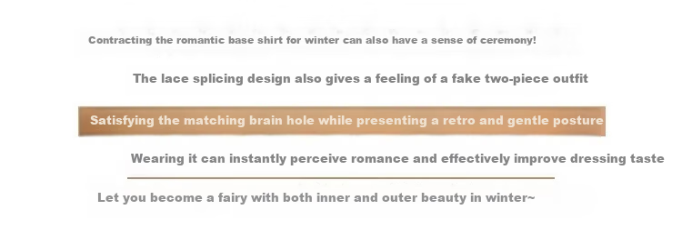 YUZHAOLIN Lace Semi-Turtleneck Base Layer Women's Inner Knit Sweater, Slim Fit, Unique Design, Long-Sleeve Top, White 2
